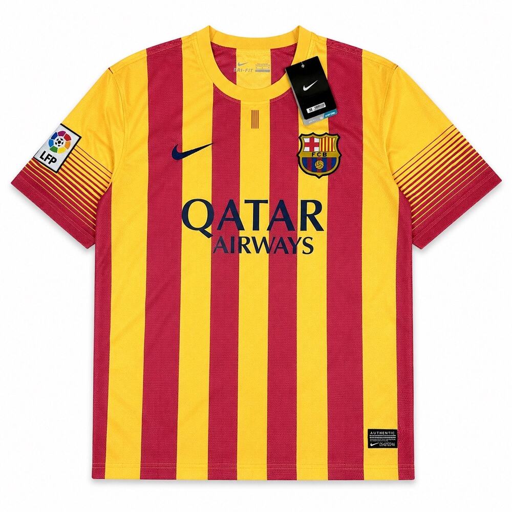 Nike FC Barcelona 2013/14 Away Senyera Jersey Qatar Airways Size M NWT